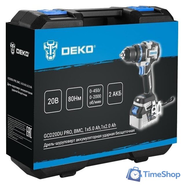 Ударная дрель-шуруповерт Deko GCD20DU PRO 083-1107 (с 2-мя АКБ, кейс) - Изображение №6 — Интернет-магазин Time-Shop