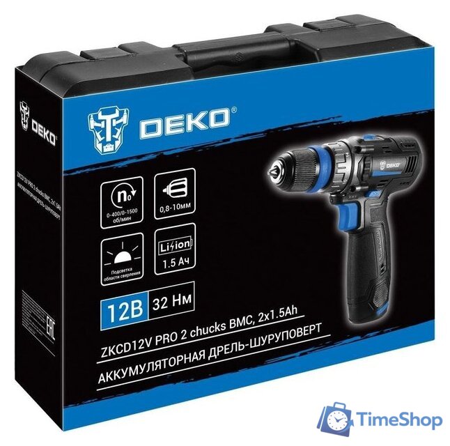 Дрель-шуруповерт Deko ZKCD12V PRO 084-1013 (с 2-мя АКБ, кейс) - Изображение №5 — Интернет-магазин Time-Shop