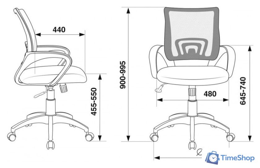 Офисное кресло Бюрократ CH-695N/BL/TW-11 (черный/синий) - Изображение №6 — Интернет-магазин Time-Shop