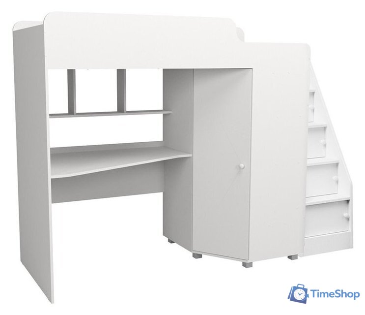 Кровать-чердак Капризун 13 Р440-2 с рабочей зоной (белый) - Изображение №1 — Интернет-магазин Time-Shop