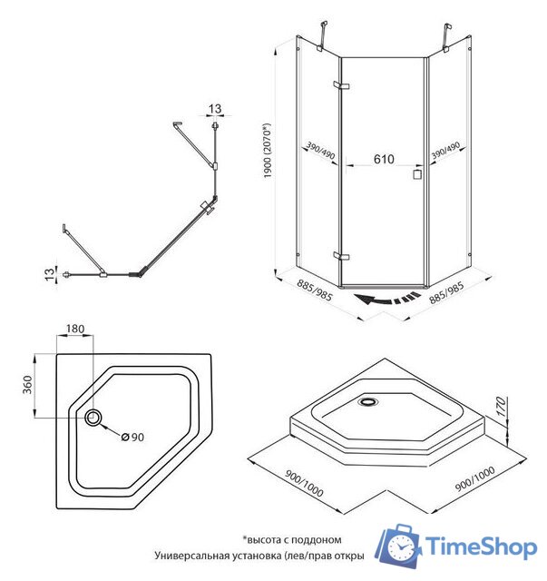 Душевой уголок Triton Сигма 100x100 (хром, без поддона) - Изображение №12 — Интернет-магазин Time-Shop