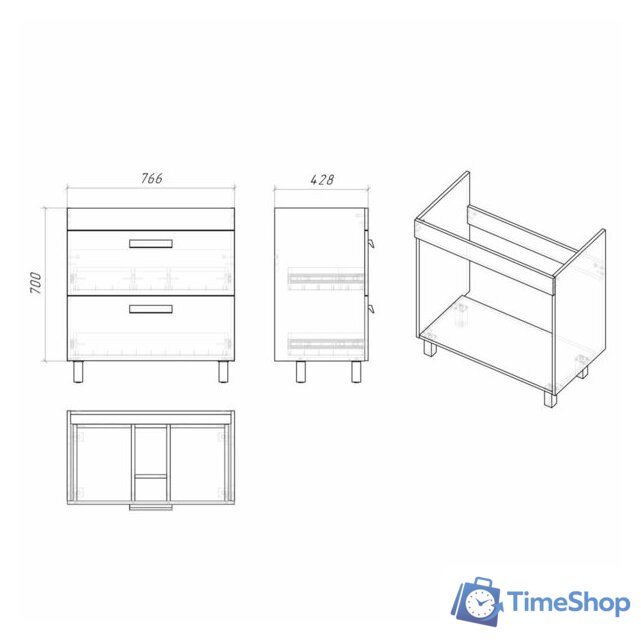  Grossman Тумба под умывальник Нео 80 108019 - Изображение №6 — Интернет-магазин Time-Shop