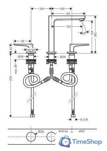 Смеситель Hansgrohe Metropol 32515990 - Изображение №2 — Интернет-магазин Time-Shop