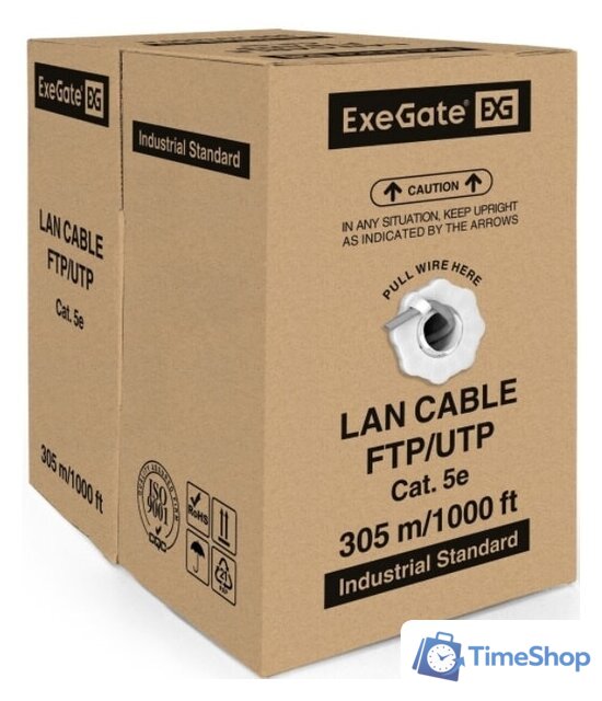 Кабель ExeGate FUTP4-C5e-CU-S24-IN-PVC-GY-305 FTP - Изображение №2 — Интернет-магазин Time-Shop