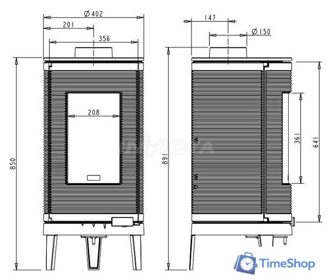 Свободностоящая печь-камин Invicta Okino Antracyt 6105-44 - Изображение №3 — Интернет-магазин Time-Shop