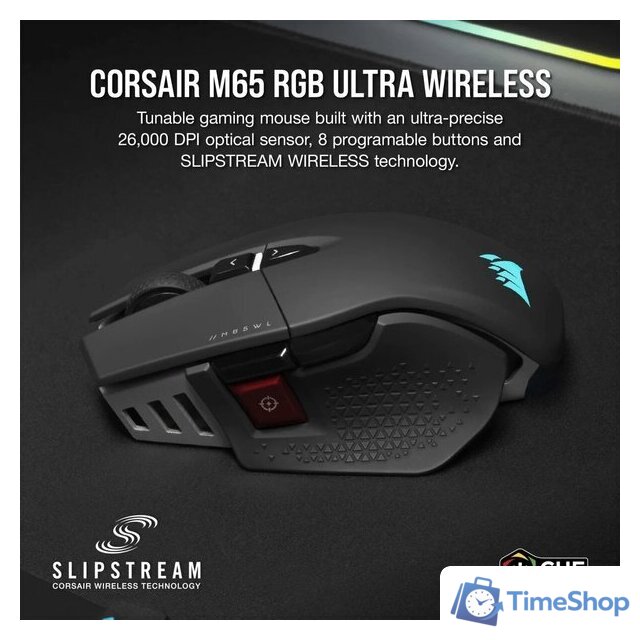 Игровая мышь Corsair M65 RGB Ultra Wireless (черный) - Изображение №2 — Интернет-магазин Time-Shop
