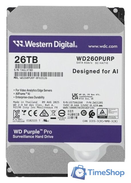 Жесткий диск WD Purple Pro 26TB WD260PURP - Изображение №1 — Интернет-магазин Time-Shop