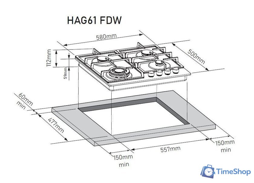 Варочная панель ZorG HAG61 FDW black - Изображение №9 — Интернет-магазин Time-Shop