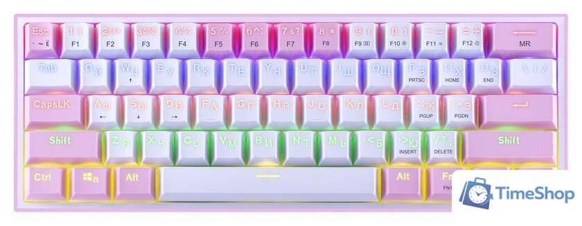 Клавиатура Redragon Fizz (розовый/белый) - Изображение №1 — Интернет-магазин Time-Shop