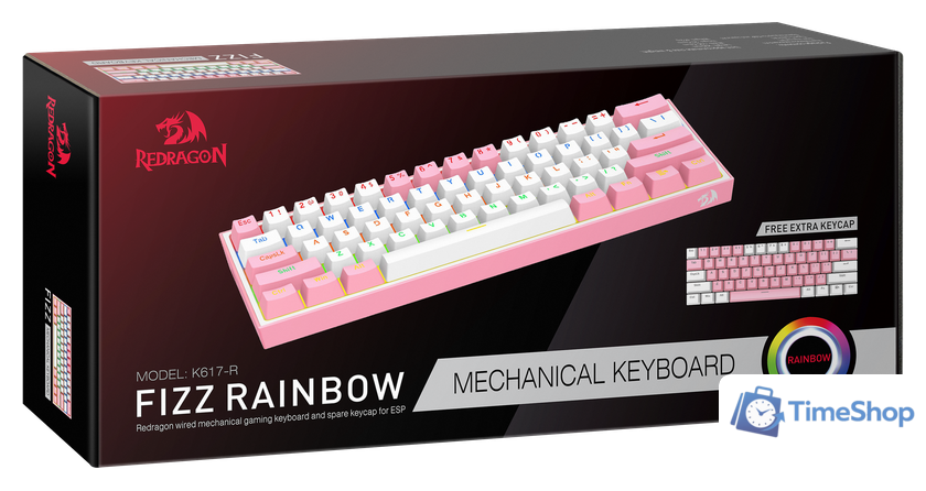 Клавиатура Redragon Fizz (розовый/белый) - Изображение №15 — Интернет-магазин Time-Shop