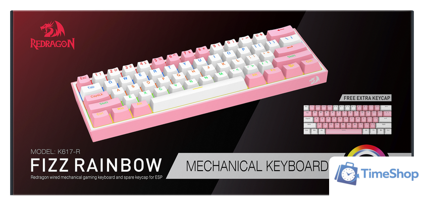 Клавиатура Redragon Fizz (розовый/белый) - Изображение №9 — Интернет-магазин Time-Shop