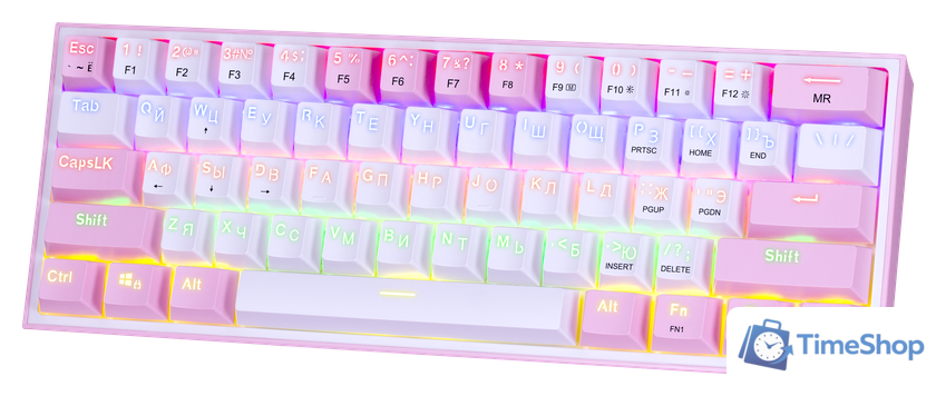 Клавиатура Redragon Fizz (розовый/белый) - Изображение №13 — Интернет-магазин Time-Shop