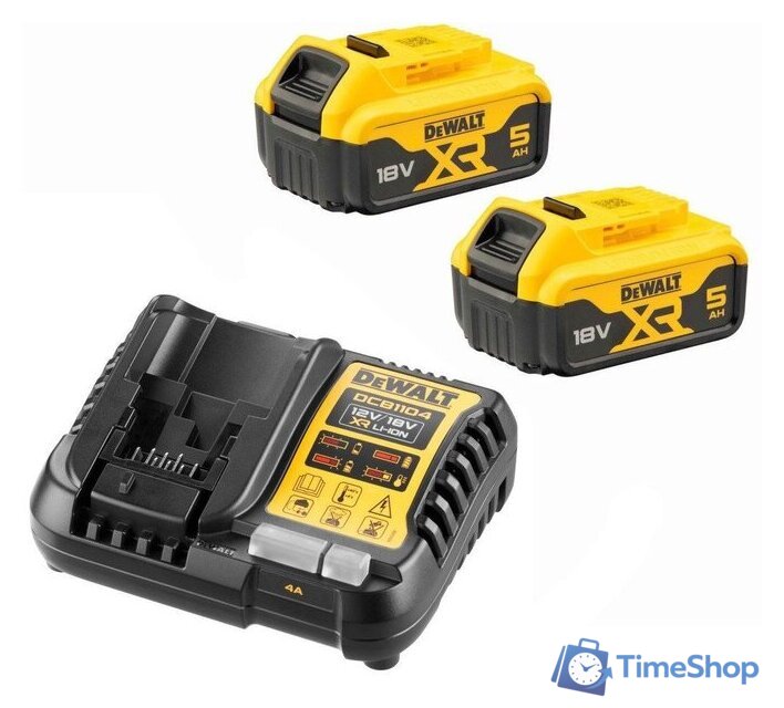 Аккумулятор с зарядным устройством DeWalt DCB1104P2 (18В/2x5 Ач + 12/18В) - Изображение №1 — Интернет-магазин Time-Shop