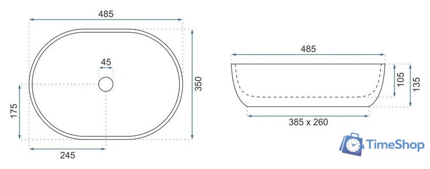 Умывальник Rea Lara (серый) - Изображение №5 — Интернет-магазин Time-Shop