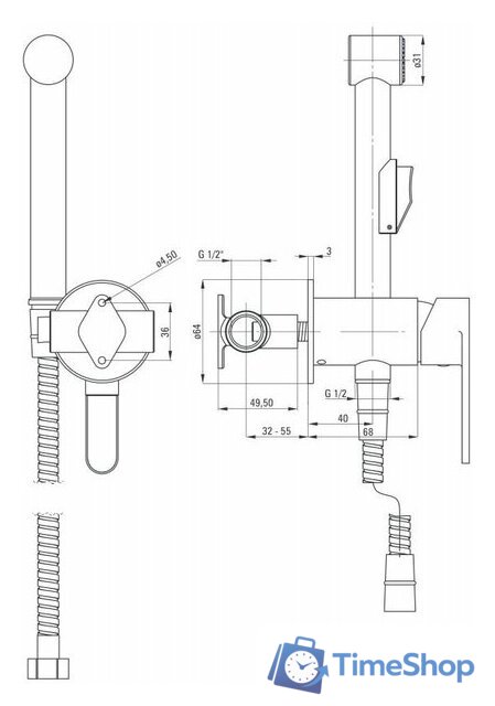 Гигиенический душ Deante Alpinia BGA 034M - Изображение №1 — Интернет-магазин Time-Shop
