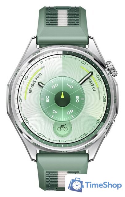 Умные часы Huawei Watch GT 6 46 мм (серебристый, с зеленым плетеным ремешком, международная версия) - Изображение №2 — Интернет-магазин Time-Shop