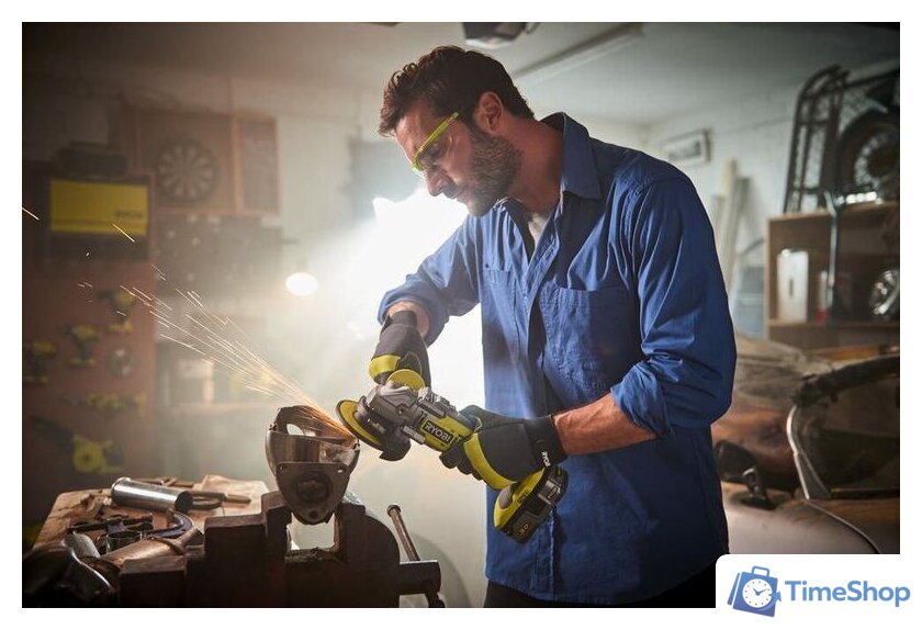 Угловая шлифмашина Ryobi R18AG7-140S (с 1-м АКБ) - Изображение №6 — Интернет-магазин Time-Shop