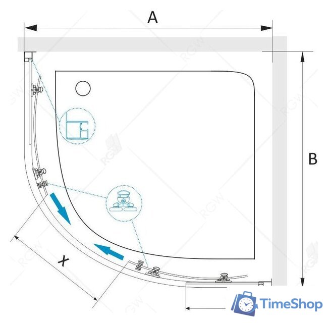Душевой уголок RGW CL-54B 100х100 - Изображение №6 — Интернет-магазин Time-Shop