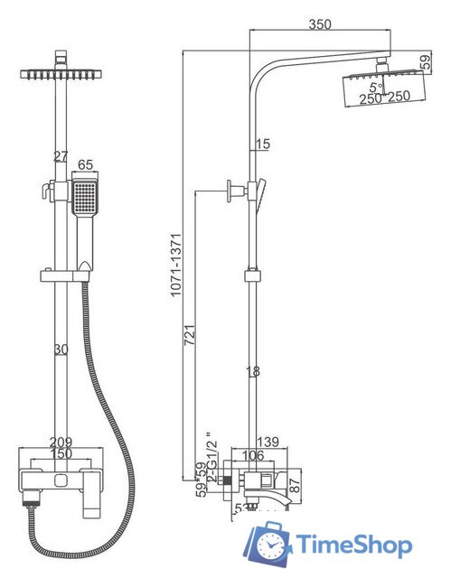 Душевая система  Ledeme L72417-1 - Изображение №2 — Интернет-магазин Time-Shop