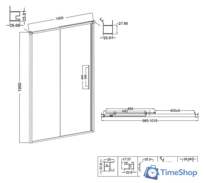 Душевая дверь Niagara NG-64-10A 100x195 (хром/прозрачное стекло) - Изображение №11 — Интернет-магазин Time-Shop