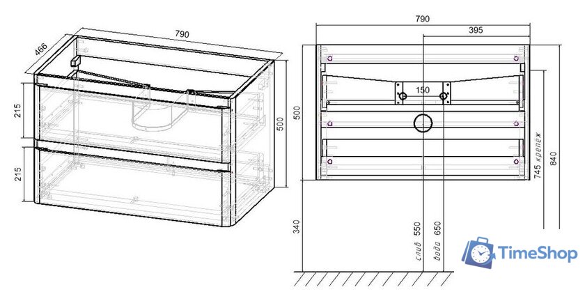  Vincea Тумба под умывальник Vico 80 VMC-2V800BT - Изображение №5 — Интернет-магазин Time-Shop