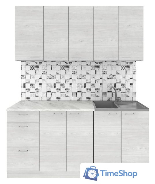 Готовая кухня Агута Альфа 1.6/60 (скандинавское дерево/скандинавское дерево/опал светлый) - Изображение №1 — Интернет-магазин Time-Shop