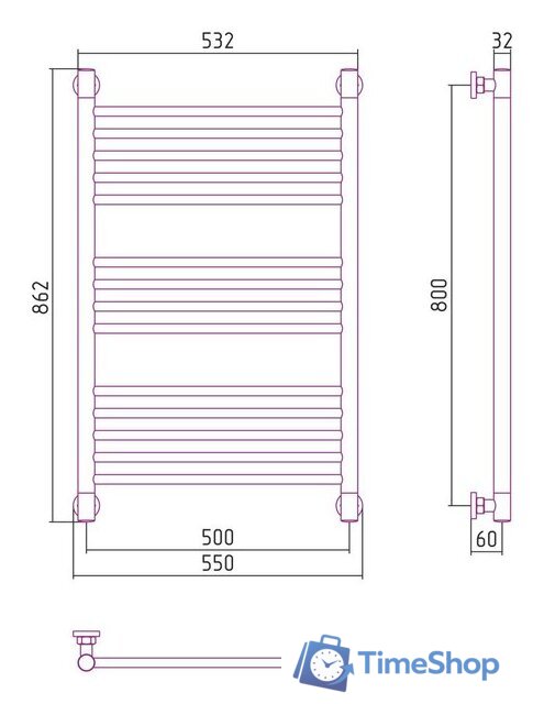 Полотенцесушитель Сунержа Богема+ прямая 800х500 022-0220-8050 - Изображение №3 — Интернет-магазин Time-Shop
