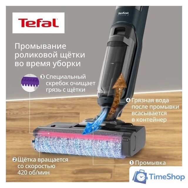 Вертикальный моющий пылесос Tefal X-Clean 2 2в1 GF2251F3 - Изображение №14 — Интернет-магазин Time-Shop