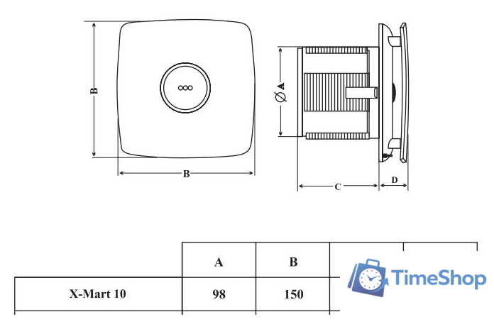 Осевой вентилятор CATA X-MART 10 Inox - Изображение №4 — Интернет-магазин Time-Shop