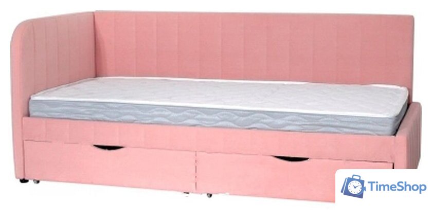 Кровать-тахта DiArt София левая (велюр Ultra Rose) - Изображение №1 — Интернет-магазин Time-Shop