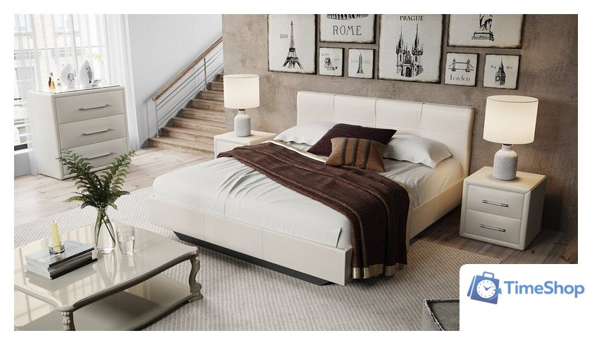 Кровать Трия Элис тип 1 с мягкой обивкой 160x200 (белый) - Изображение №2 — Интернет-магазин Time-Shop