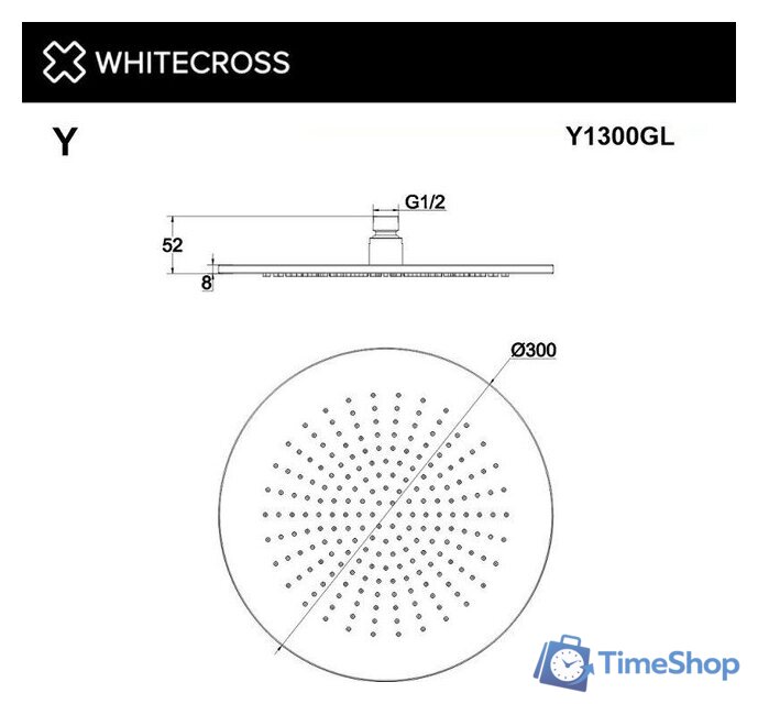 Верхний душ Whitecross Y1300GLB (брашированное золото) - Изображение №2 — Интернет-магазин Time-Shop