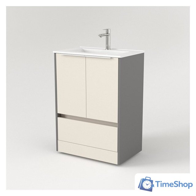  Дабер Тумба под умывальник 017 70 Т17.7.0.19Б (бежевый/серый/ручка белая) - Изображение №2 — Интернет-магазин Time-Shop