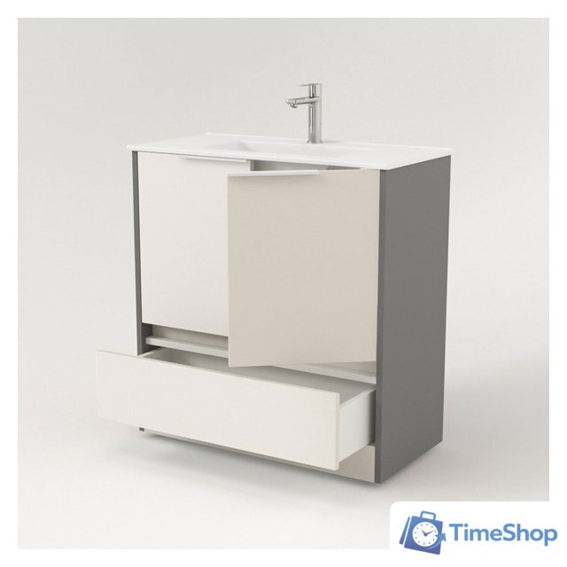  Дабер Тумба под умывальник 017 70 Т17.7.0.19Б (бежевый/серый/ручка белая) - Изображение №3 — Интернет-магазин Time-Shop