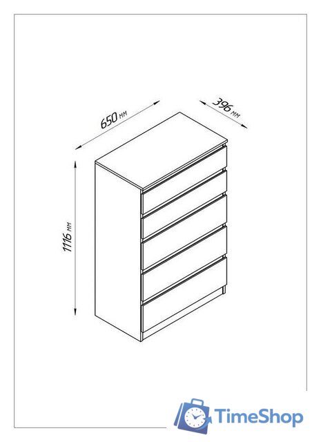 Комод Mio Tesoro Кастор 5 ящиков 2.03.02.070.3 (дуб сонома) - Изображение №4 — Интернет-магазин Time-Shop