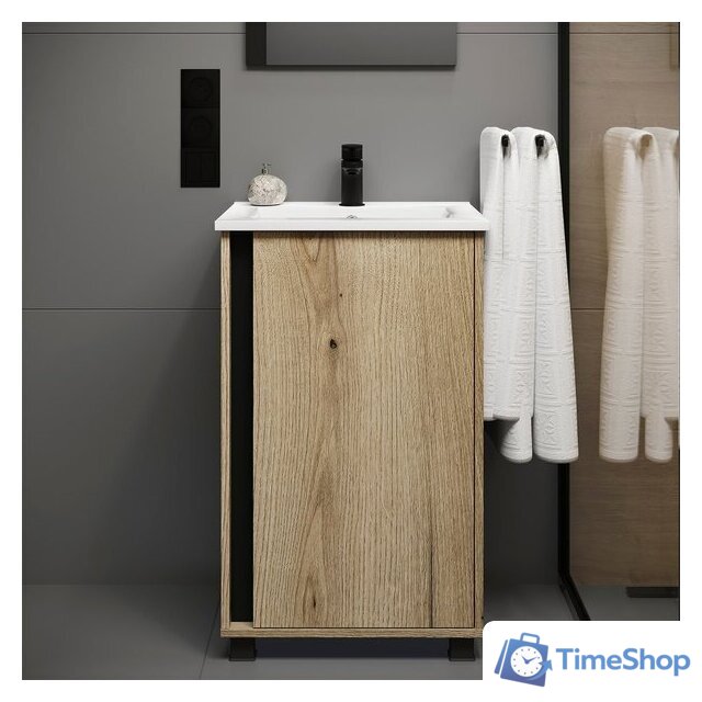  Lauter Тумба под умывальник Nika 49 (дуб эвок/черный) - Изображение №3 — Интернет-магазин Time-Shop