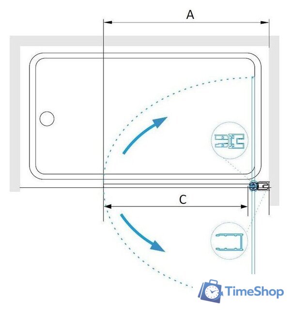 Стеклянная шторка для ванны RGW SC-109B 800 411110908-14 - Изображение №4 — Интернет-магазин Time-Shop