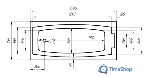 Ванна 1Марка Aelita 170x75 - Изображение №5 — Интернет-магазин Time-Shop