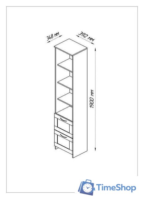Стеллаж Mio Tesoro Сириус 2 ящика 39x190 2.02.07.140.1 (белый) - Изображение №4 — Интернет-магазин Time-Shop