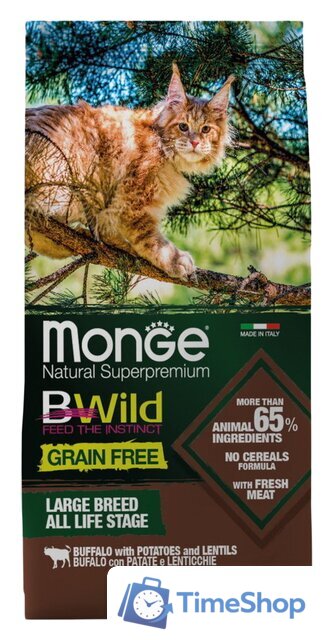 Сухой корм для кошек Monge BWild Cat Grain Free Buffalo 10 кг - Изображение №1 — Интернет-магазин Time-Shop