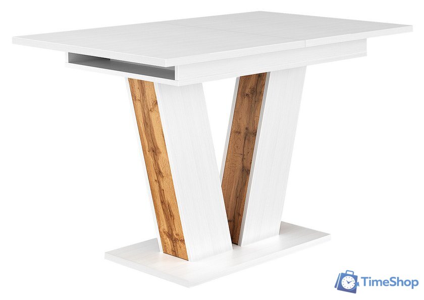 Кухонный стол ЭлиГард Kai 118-157x76x72 (белый структурный) - Изображение №1 — Интернет-магазин Time-Shop