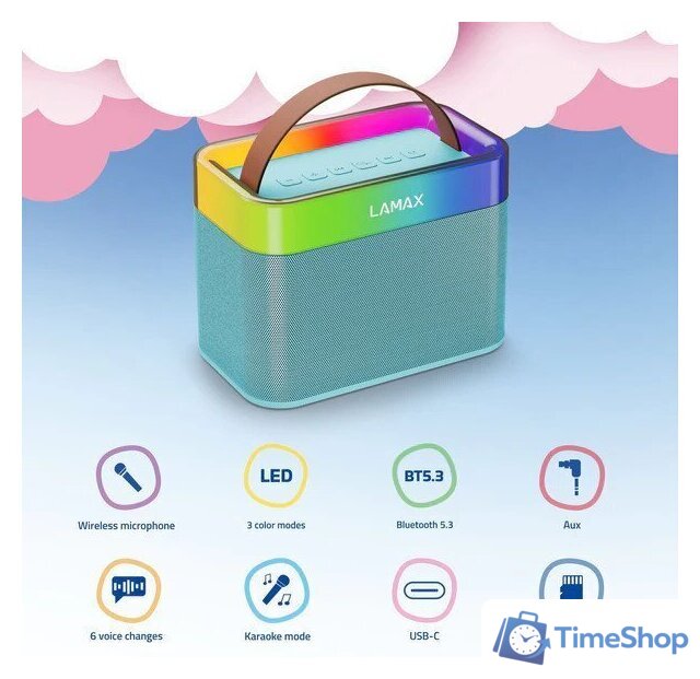 Беспроводная колонка Lamax KaraokeKid1 (голубой) - Изображение №3 — Интернет-магазин Time-Shop