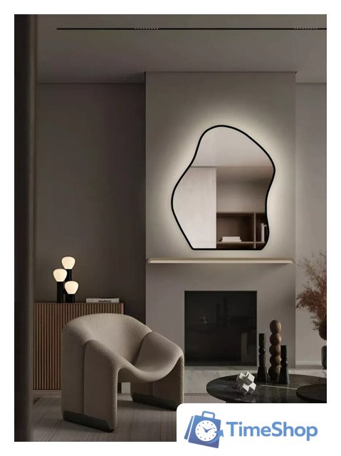 Зеркало EMZE 76x92 LED.CLOUD.UV.76.92.CHE.4K (черный с УФ-окантовкой и подсветкой) - Изображение №5 — Интернет-магазин Time-Shop