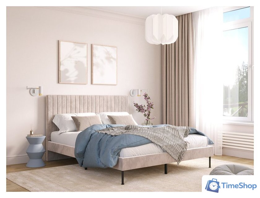 Кровать НК-Мебель Novel 140x200 26011201 (велюр бежевый) - Изображение №5 — Интернет-магазин Time-Shop