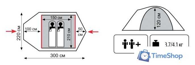 Экспедиционная палатка TRAMP Mountain 2 v2 - Изображение №2 — Интернет-магазин Time-Shop