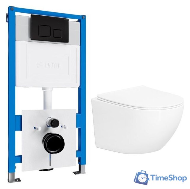 Унитаз подвесной Lauter Sulzdorf с микролифтом и кнопкой смыва 219704F (белый/черный) - Изображение №1 — Интернет-магазин Time-Shop