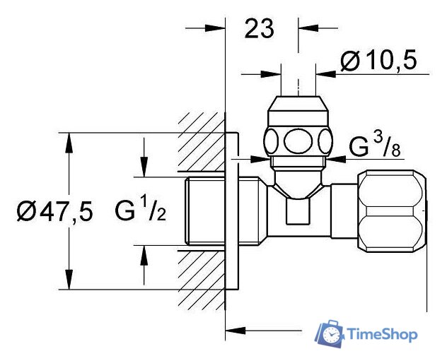 Запорная арматура Grohe Вентиль горизонтальный для смесителя 1/2