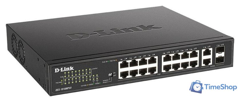 Неуправляемый коммутатор D-Link DES-1018MPV2/A1A - Изображение №2 — Интернет-магазин Time-Shop