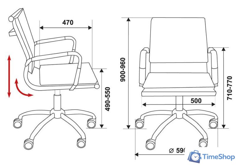 Офисное кресло Бюрократ CH-993-Low/Grey - Изображение №6 — Интернет-магазин Time-Shop