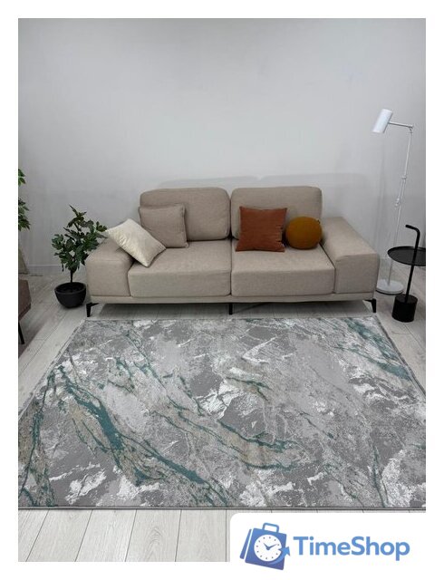 Ковер для жилой комнаты Radjab Carpet Афина Прямоугольник 9012A 12892RK (3x5, Grey/Green) - Изображение №3 — Интернет-магазин Time-Shop